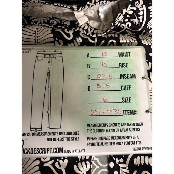 H&M Floral Ankle Stretch Pants - Black & White - Size 6 - Picture 6 of 9